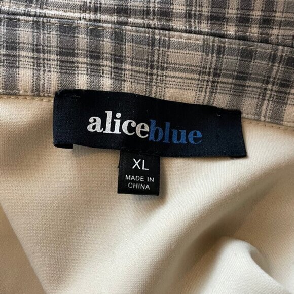 ALICE BLUE Women's Plaid Gray Light Academia Blazer Jacket Ruched Sleeve Sz XL - Picture 7 of 8